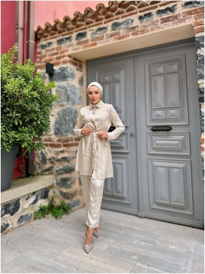 Comstar Belden Bağlamalı Kendinden Desenli Takım