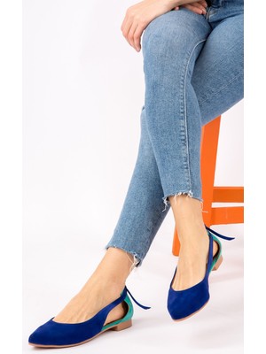 Fox Shoes Saks Mavi/su Yeşili Kadın Babet H726324002
