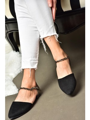Fox Shoes Siyah/platin Kadın Babet B726024402