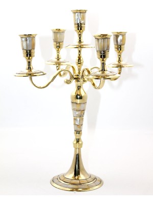 Avensyy Pirinç Sedefli 5'li Şamdan