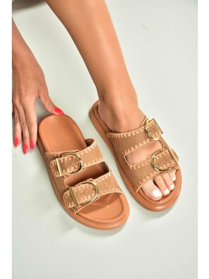 Fox Shoes U267146202 Taba Süet Kadın Terlik