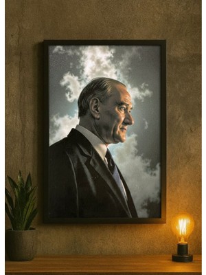 Mustafa Kemal Atatürk Klasik Profil Portre Tablo (Çerçeveli)