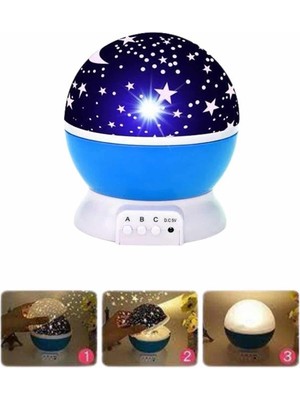 Eilo Luxe Yıldızlı Gece Lambası Mor Projeksiyon Görünümlü Masa Lambası Renk Değişti - AA002C-67TQO