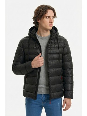 D1fference İçi Astarlı Su ve Rüzgar Geçirmez Cepli Kapüşonlu Erkek Mont