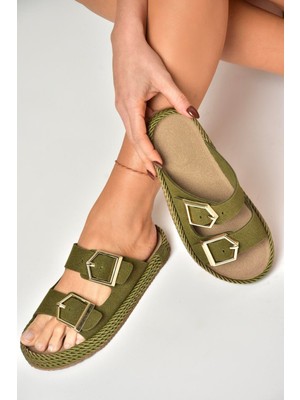 Fox Shoes U596030202 Haki Süet Kadın Terlik