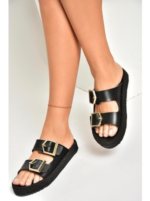 Fox Shoes U596030209 Siyah Kadın Terlik