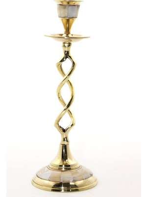 Avensyy Tekli Pirinç Sedefli Şamdan