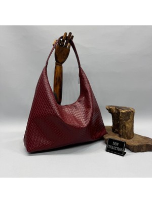 Özbu Örgü Model Deri Büyük Boy Salaş Çanta