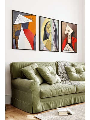 KutuTR Siyah Çerçeveli 2d Uv Baskı 3’lü Mdf Tablo-Modern Şık Tasarım-Siyah CRV1126