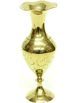 Avensyy Vazo Düz Model Tamamı Pirinç Dekoratif Hediyelik