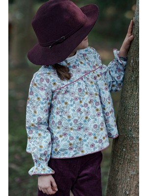 Feviola Poplin Çiçekli Pembe Bluz