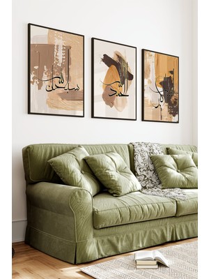 KutuTR Siyah Çerçeveli 2d Uv Baskı 3’lü Mdf Tablo Set – Elif Lam Kaf Hat Yazılı Islami Dekor-Siyah CRV1090