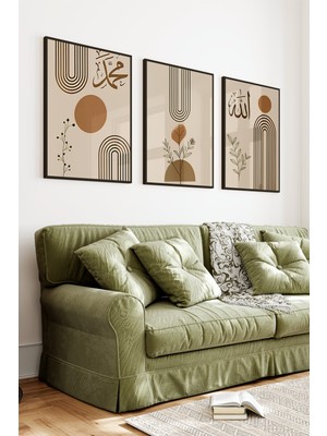 KutuTR Siyah Çerçeveli 2d Uv Baskı 3’lü Mdf Tablo Set – Modern ve Şık Duvar Dekoruı-Siyah CRV1071