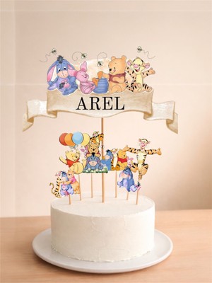 Sinem Gift Winnie The Pooh Doğum Günü Konsepti -Winnie The Pooh Pasta Süsü - Cupcake Süsü