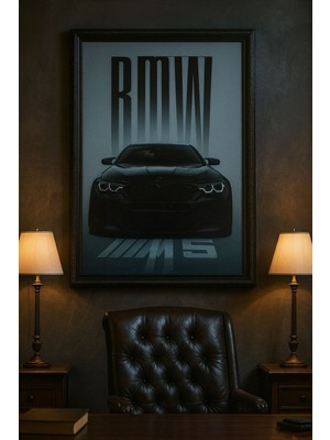 Performans Sedan Esintili Karanlık Otomotiv Duvar Tablosu (Çerçeveli)