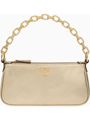 Pinko Mini Yarım Ay Baget Çanta, Lamine Süet & Zarif Detaylar