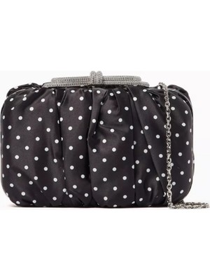 Mach & Mach Polka-Dot Saten El Çantası, Çift Fiyonklu, Kristal Işlemeli