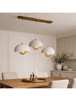 Limon 3D Desing Caka Tepsili 3 Lü Sarkıt Avize Rustik E27 Modern Avize Beton Görünüm Bohem (E27 Ampul Dahildir.)