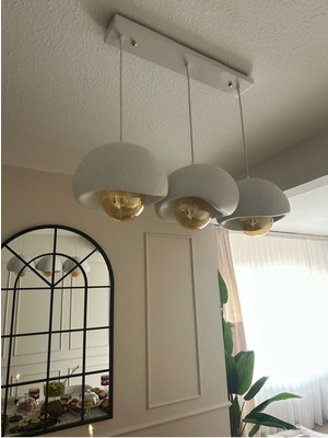 Limon 3D Desing Caka Tepsili 3 Lü Sarkıt Avize Rustik E27 Modern Avize Beton Görünüm Bohem (E27 Ampul Dahildir.)