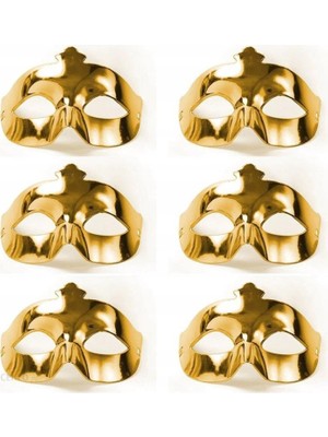 Ayder Timya Altın Metalize Renk Düz Balo Parti Maskesi 6 Adet (Timya/Go1395)  203376