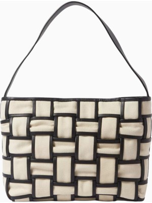 ST Agni Tuval ve Sığır Derisi Kenarlı Dokuma Mini Tote, Şık & Fonksiyonel