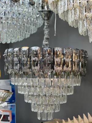 LED Yeni Model 50 cm Kristal Lüx Salon Avize Krom Renk Ithal Kasa