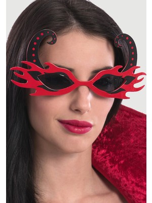 Ayder Timya Siyah Boynuzlu Kırmızı Renk Alevli Parti Gözlüğü 21x10 cm (Timya/Go1395)  203344