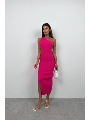 Livizmir Moda Tek Omuz Yırtmaçlı Elbise