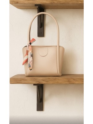 Özüm Takı Çanta Kadın Fular Detay Kol ve Omuz Çantası Vizon