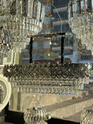 LED Yeni Model Oval Kristal Lüx Salon Avize Krom Renk Ithal Kasa