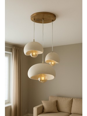 Limon 3D Desing 3 Lü Sarkıt Antrasit Avize Rustik 20-30-40 E27 Modern Avize Bohem Beton Görünüm (Ampul Hediyedir.!)