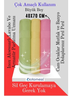 Dotamess 3'lü Polyamid Antibakteriyel Mikrofiber Dekoratif Cam Mutfak Temizlik Bezi 42X70CM