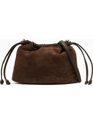 Strathberry Charlotte Küçük Süet Çanta, Bağcıklı & Altın Rengi Detaylar