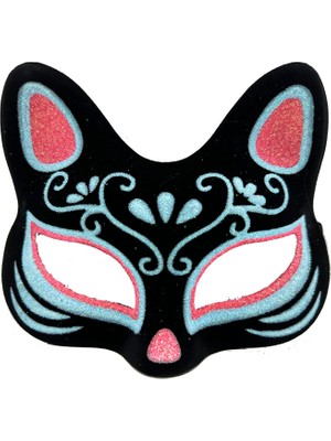 Ayder Timya Siyah Renk Süet Kaplama Üzeri Mavi Kırmızı Simli Kedi Maskesi 17X14 cm (TIMYA/GO1395)  203518