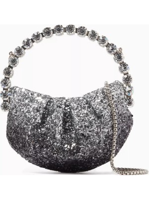 Mikro Sonsuzluk Çantası, Parlak & Gösterişli, Simli Kumaştan