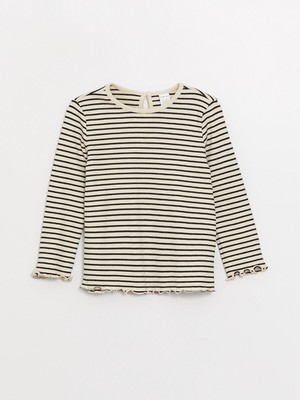 Lc Waikiki Yeni Sezon Bisiklet Yaka Uzun Kollu Çizgili Kız Bebek Tişört