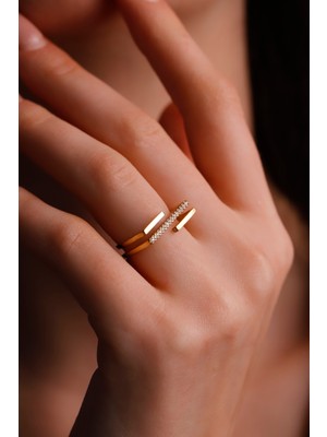 Silvesra 925 Ayar Gümüş Taşlı Minimal Yüzük – Gold / Silver / Rose Gold