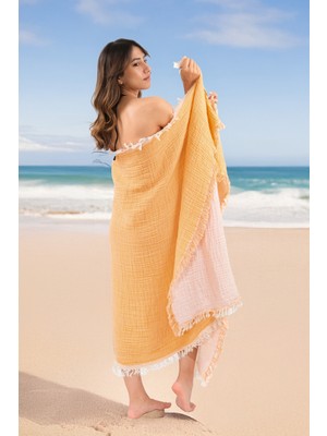 Dotamess Müslin Plaj Havlusu/peştemal/banyo/sauna/hamam Havlusu %100 Pamuk Müslin 4 Katlı 100X180 Battal Boy