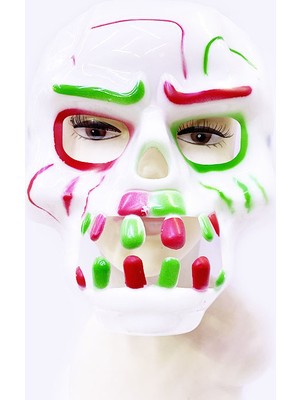 Ayder Timya Beyaz Üzeri Rengarenk Korku Dişli Kafatası Maskesi 30X22 cm (TIMYA/GO1395)  203385