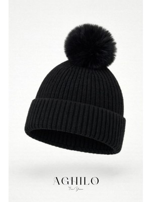 Aghilo Yünlü Ponponlu Bere