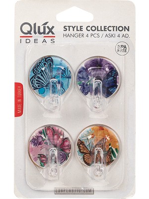 Nuit Concept 8 Adet Askılık Kelebek Desenli Yapışkanlı Askı Qlux Banyo Mutfak Dolap Askısı L-00638