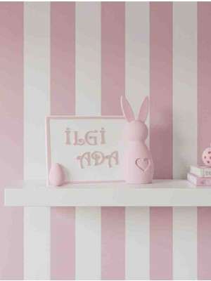 Dmrz Home Kişiye Özel Isimli Çocuk Odası Tavşan Dekorlu Çerçeve (Büyük Boy) Pembe