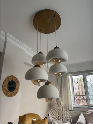 Limon 3D Desing 5 Li Sarkıt Avize E27 Modern Rustik  Avize Bohem Beton Görünüm (E27 Ampul Dahildir.)