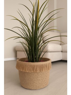 Bohem Hasır Saksı Kılıfı - Dekoratif Jüt Saksılık Sepeti