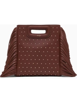 Maje Mini M Deri Çivili Çanta, Şık & Özgür Ruhlu, Püsküllü Kenarlar