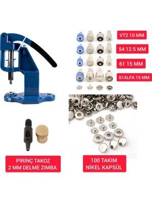 Airyfoot Tulumba Pres ve 4 Farklı Çıtçıt Kalıbı Set, Deri El Aleti