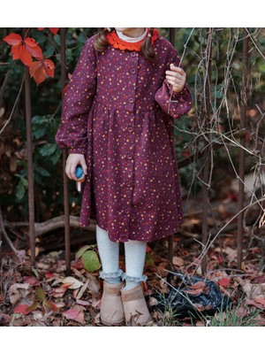 Feviola Çiçekli Mor Pazen Elbise