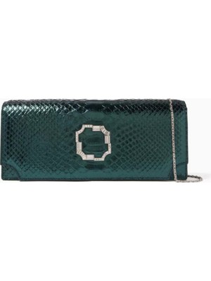 Malone Souliers Kabartmalı Piton Derisinden Vivien Çanta, Zarif & Kristal Süslemeli