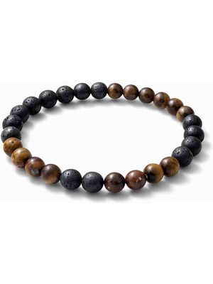 Efulim Doğaltaş Başarı Bilekliği, Lav Taşı & Kaplangözü Kombin Bileklik, El Yapımı Unisex Doğal Taş Takı