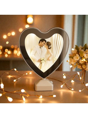  kalpli sihirli ayna sevgiliye hediye led ışıklı fotoğraf baskısı gece lambası bileklik hediyeli